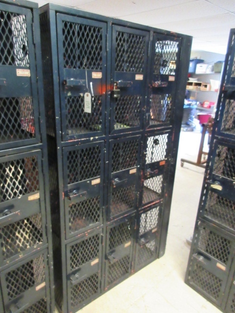 lot 109 image: 3 BANK, CAGE STYLE, STEEL LOCKERS
