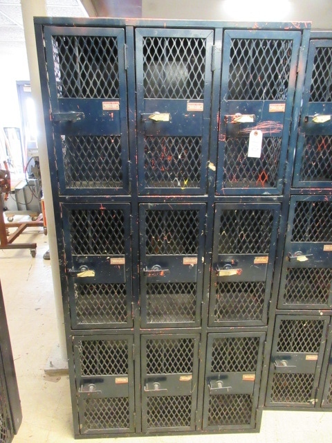 lot 110 image: 3 BANK, CAGE STYLE, STEEL LOCKERS