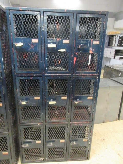 lot 111 image: 3 BANK, CAGE STYLE, STEEL LOCKERS