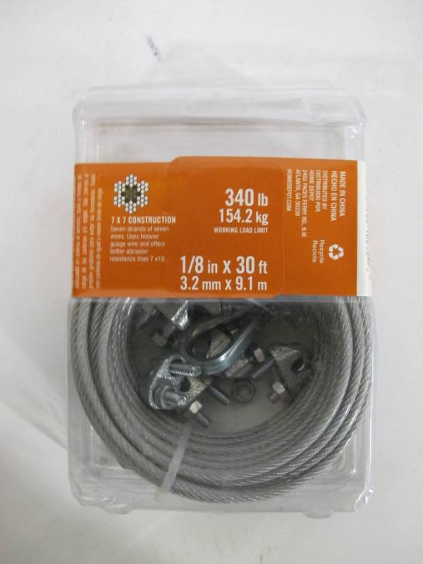 lot 68 image: Everbilt 18 in. x 30 ft. Vinyl Coated Steel Wire Rope Kit - NEW