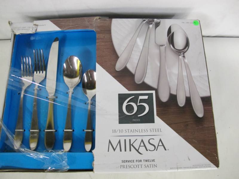 lot 14 image: Mikasa - Prescott Satin 65 Piece Flatware Set, Service for 12