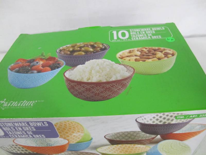 lot 2 image: Signature Housewares Stoneware Bowls  Set of 10 Bowls - 10 oz.