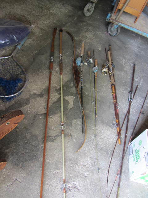 Fishing Rods, Net, Sleeping Bag