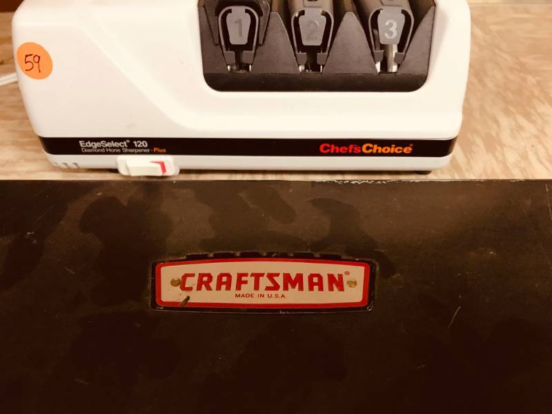 lot 59 image: Vintage 38 Rockwell Power Drill  Craftsman Tools  Chefs Choice Knife Sharpener