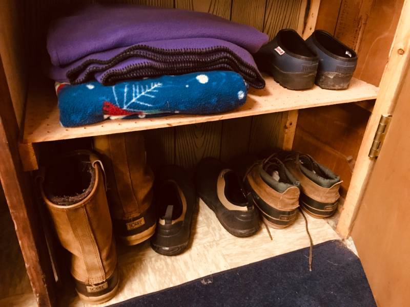 lot 96 image: Lawn and Garden  Camp Fire  Mud Boots  Towels, Etc.