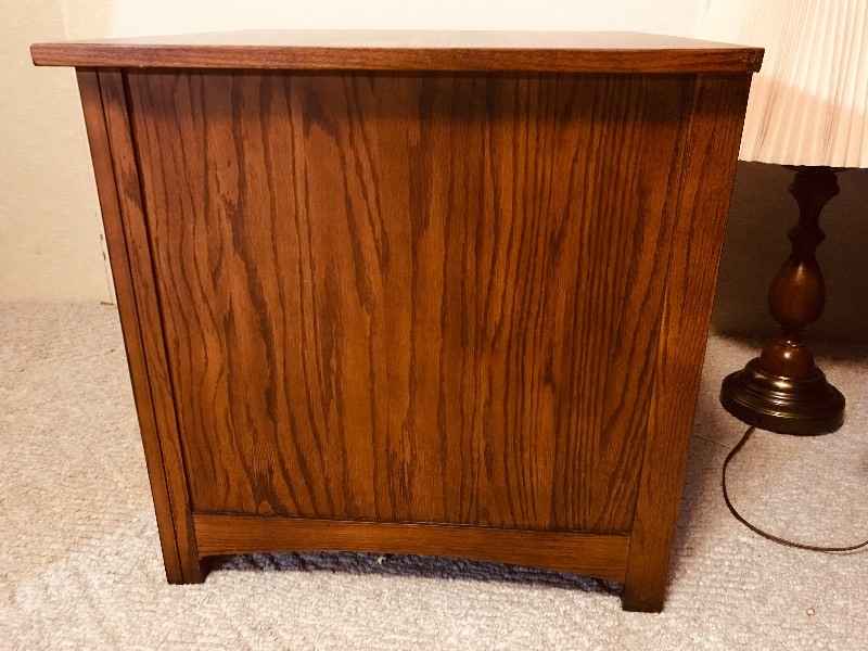 lot 16 image: End Table  Dove Tail Jointed  Glass Door