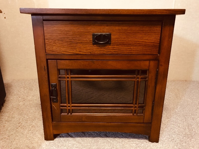 End Table Dove Tail Jointed Glass Door Massive Estate