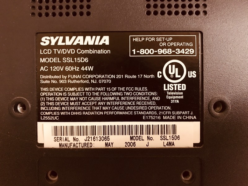 lot 144 image: Sylvania TV SSL15D6