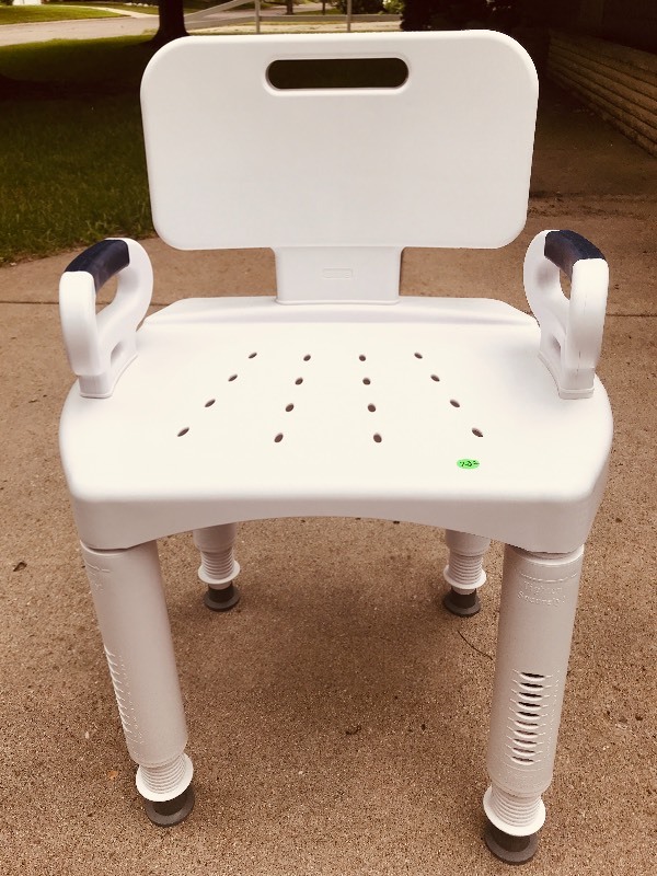 lot 232 image: Shower Chair By Drive Medical with Adjustable Height and Detachable Armrest  Walker