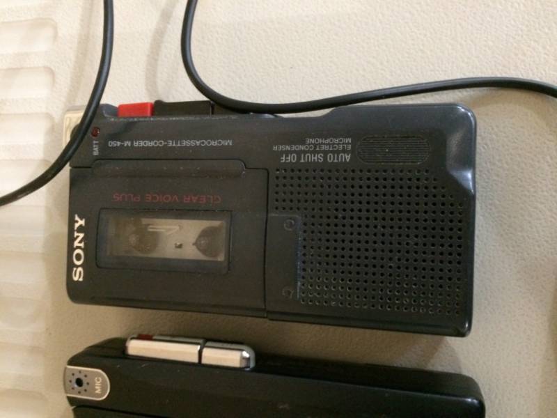 lot 33 image: Sony and Panasonic Micro-cassette recorder with EarForce Z11 Headset - All Working Condition - Needs Batteries