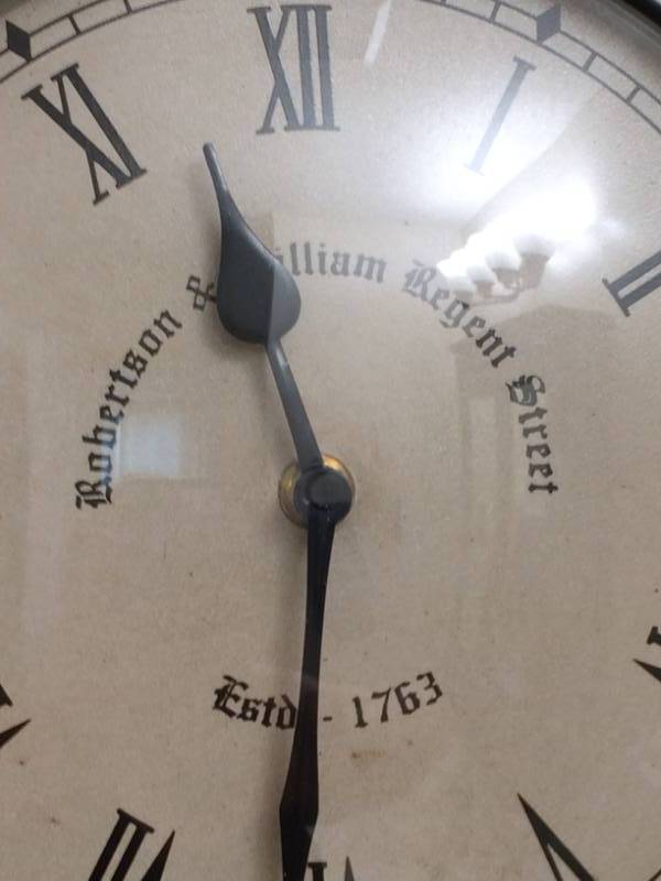 lot 27 image: POCKET WATCH STYLE ROBERTSON & WILLIAMS REGENT STREET LARGE WALL CLOCK - EXCELLENT WORKING CONDITION