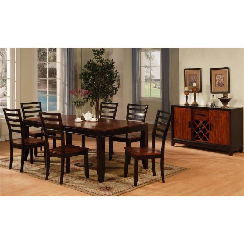 lot 1 image: WOW STUNNING RUSTIC CONTEMPORARY HIGH QUALITY HOLLAND HOUSE FURNITURE SOLID ACACIA WOOD DINING TABLE & 6 LADDERBACK CHAIRS WITH TUCK UNDER FOLDING LEAF - EXCELLENT CONDITION - THIS WOOD IS SO BEAUTIFUL PICTURES DO NOT DO IT JUSTICE