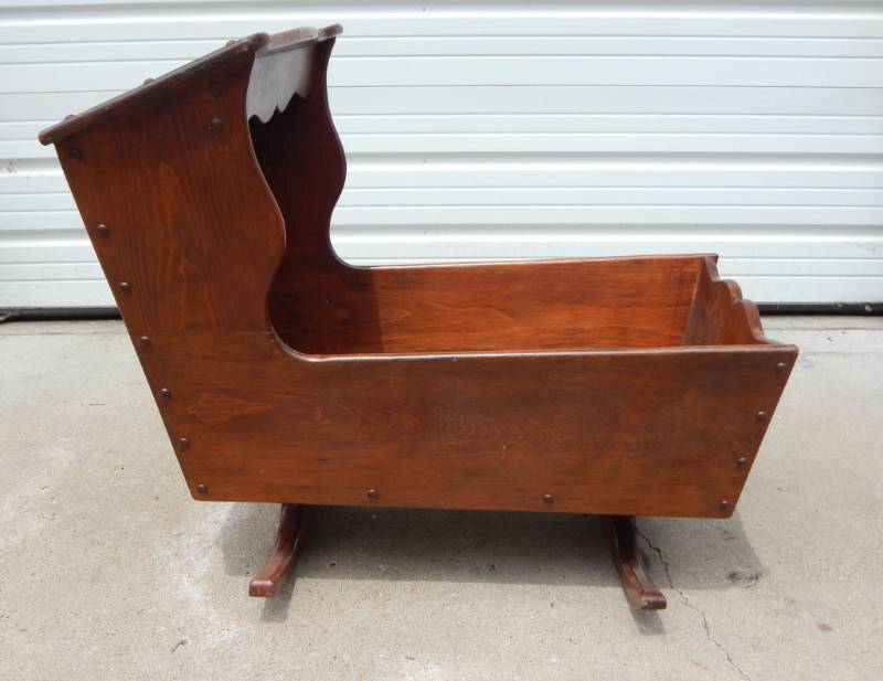 vintage wooden bassinet