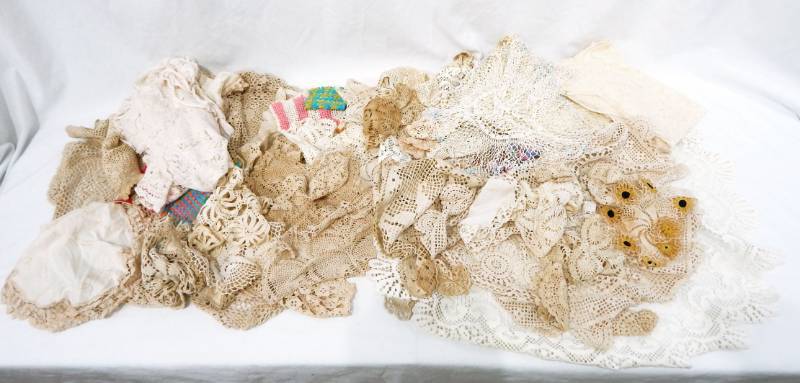 Large Lot Of Vintage Doilies Table Cloths And Dresser Scarves
