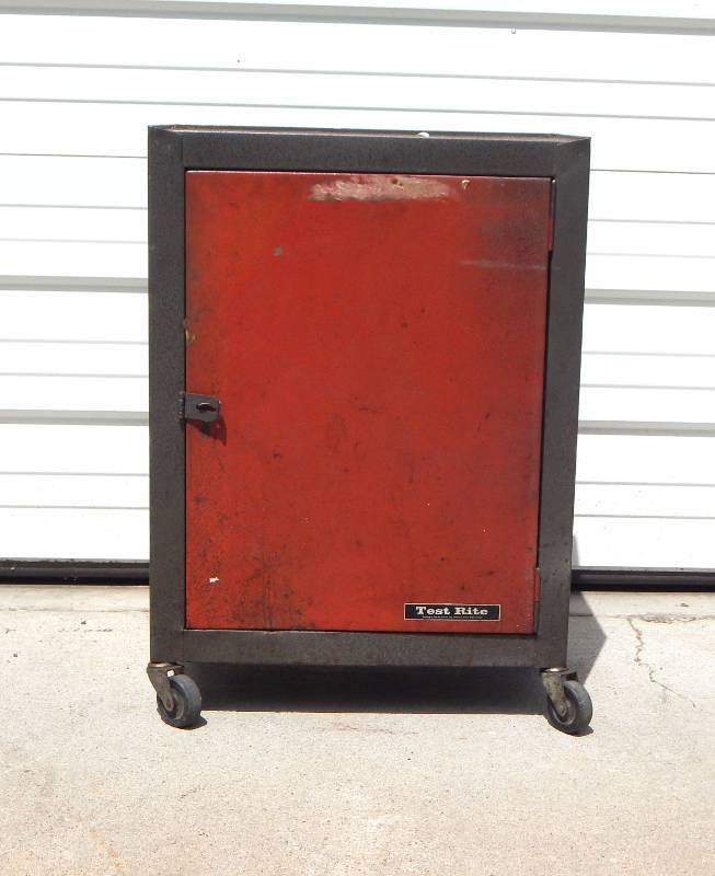 lot 140 image: Test Rite Wheeled Metal Cabinet