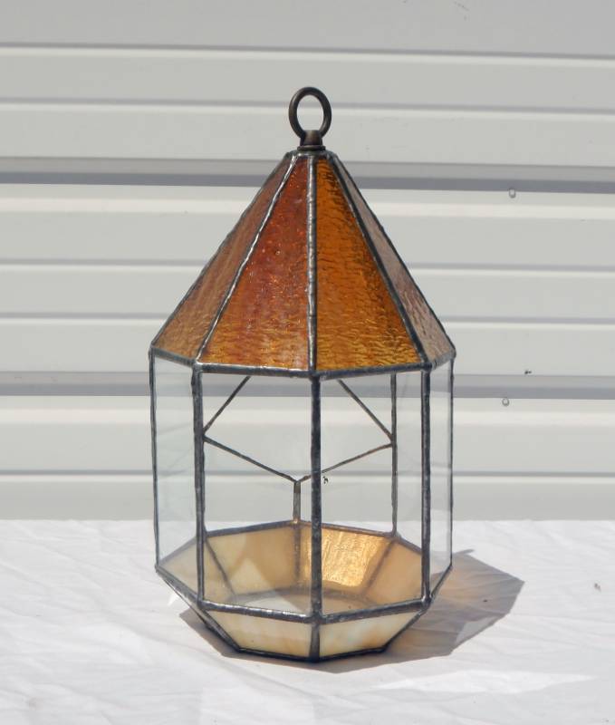 lot 143 image: Vintage Stained Glass Garden Terrarium