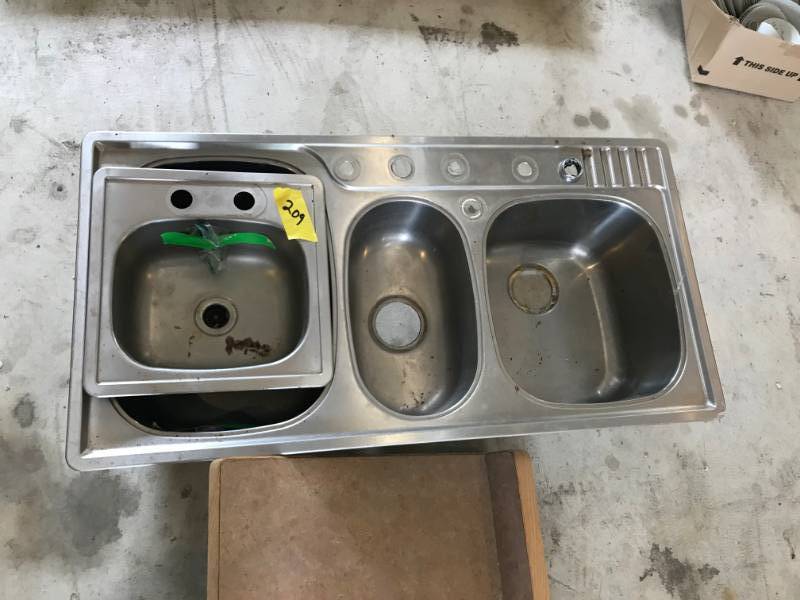 lot 209 image: (2) Stainless Sinks & (1) Bowl Sink