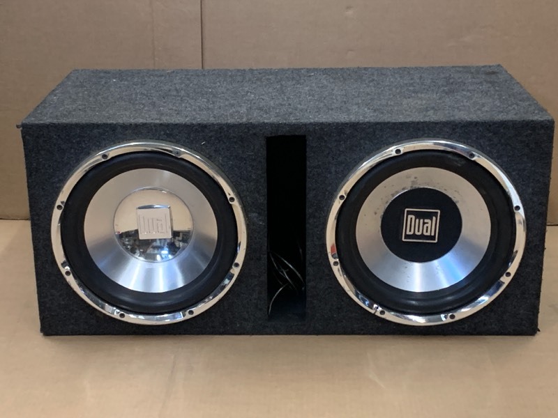 lot 28 image: Pair Of Dual 12 Subwoofers With Box