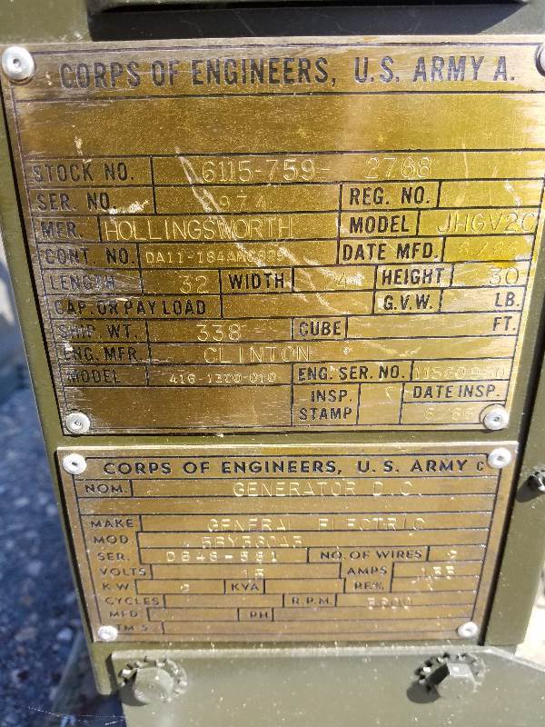lot 5 image: U.S. Army A. Generator D.C.