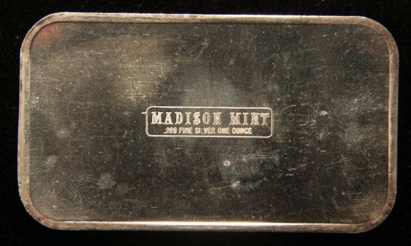 1 TROY OZ. .999 FINE SILVER BAR MADISON MINT