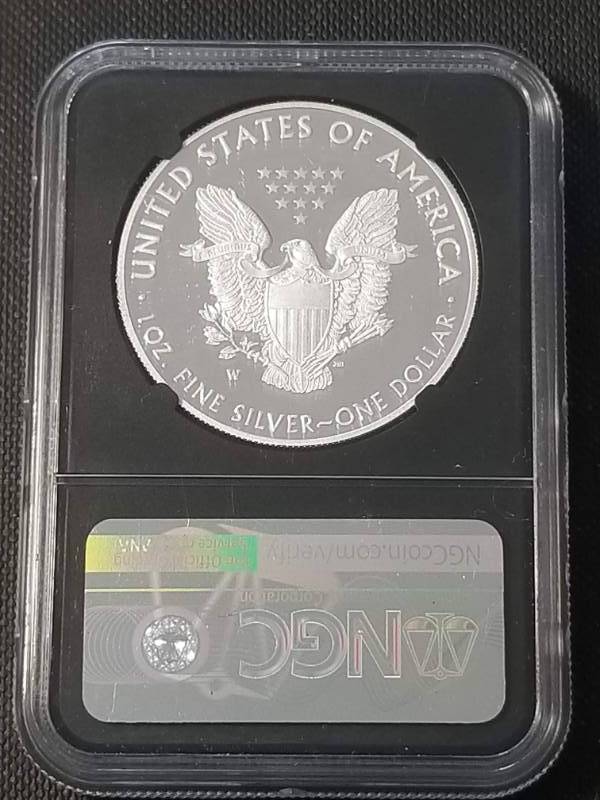 2019-W PROOF AMERICAN SILVER EAGLE NGC PF70 ULTRA CAM MERCANTI SIGNED 1ST DAY OF ISSUE