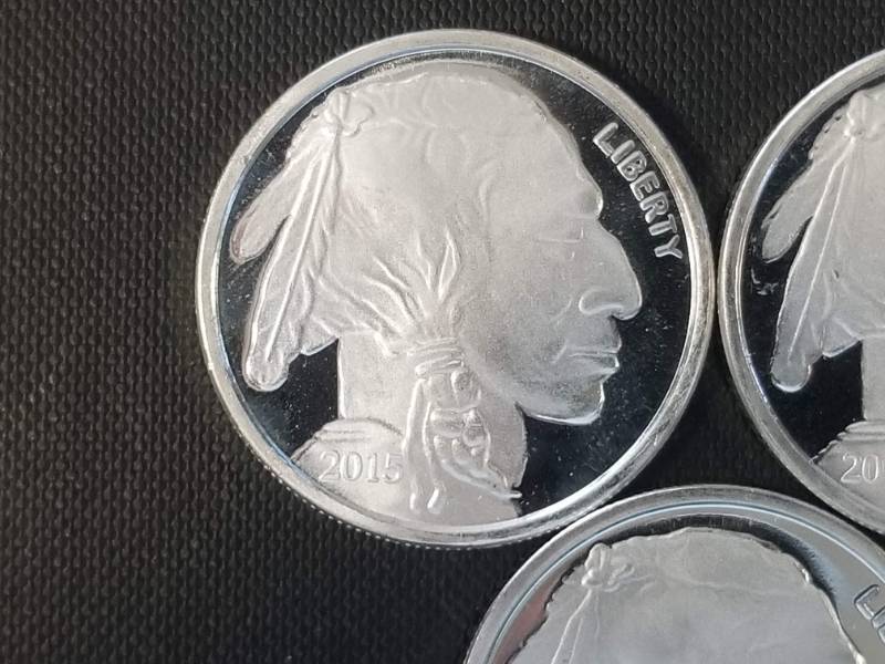 3 TROY OZ .999 FINE SILVER (3X 1oz INDIAN BUFFALO ROUNDS)