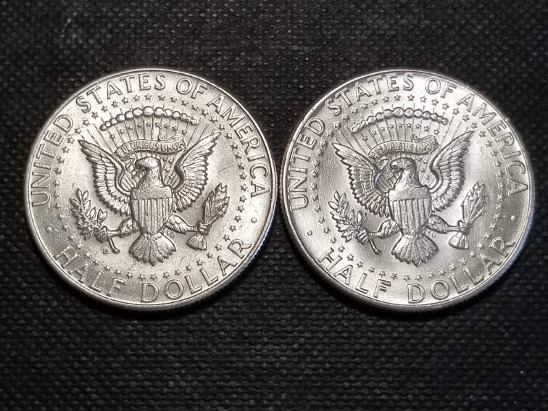 2 BU-UNC 1964 KENNEDY SILVER HALF DOLLARS