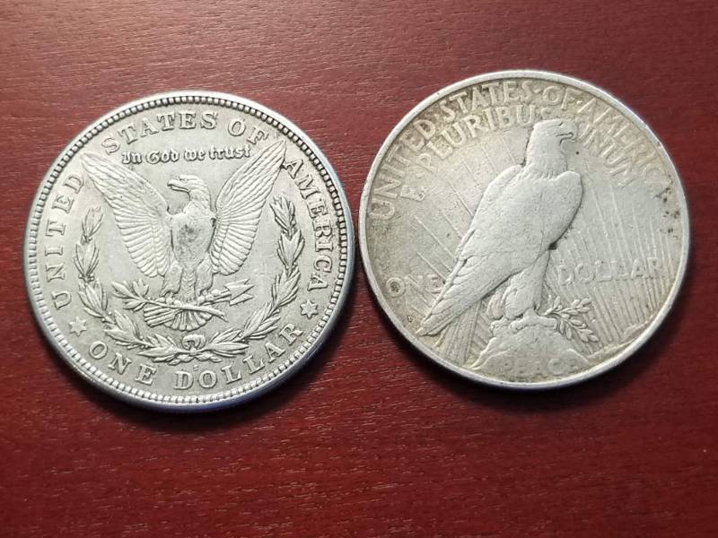 2 SILVER DOLLARS 1921-S MORGAN 1922-D PEACE