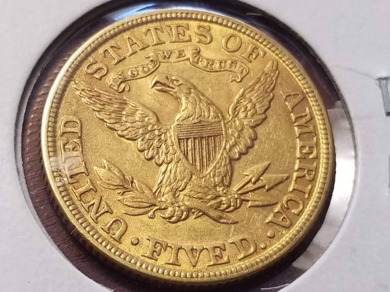1901 US $5 GOLD LIBERTY HALF EAGLE AU