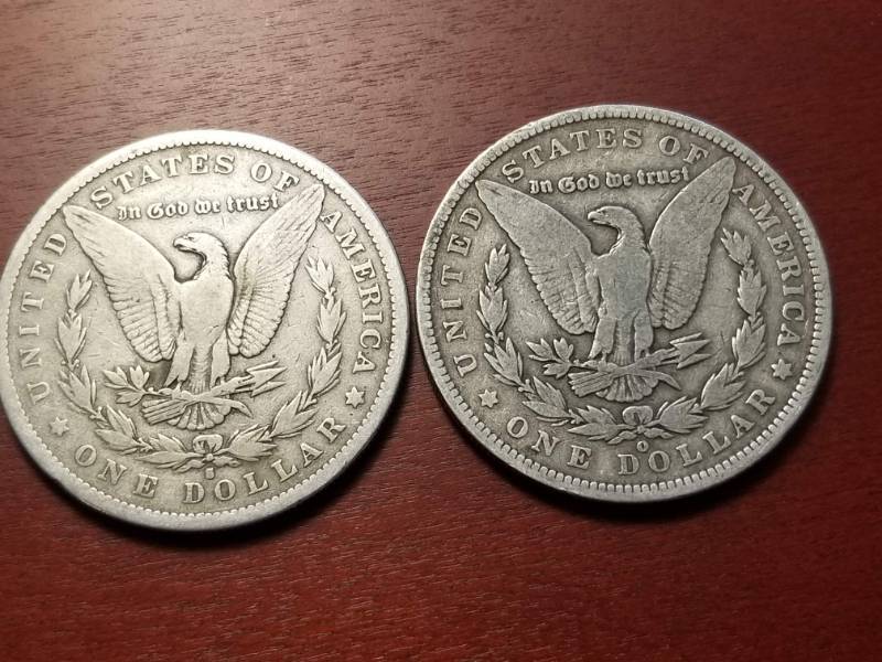 2 MORGAN SILVER DOLLARS 1879-S 1890-O