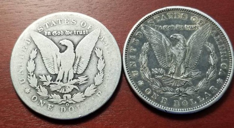 2 MORGAN SILVER DOLLARS 1882-S 1900-O