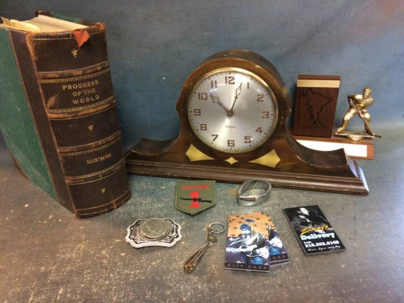 lot 67 image: Vintage Book, Gilbert Clock, and More
