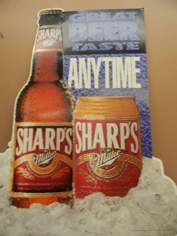 lot 25 image: VINTAGE SHARPS TIN BAR SIGN - APPROX  26 BY 32 - SEE PICTURES