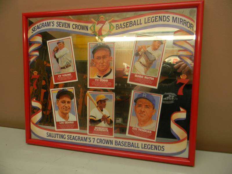 lot 51 image: SEAGRAMS SEVEN CROWN BASEBALL LEGENDS MIRROR - COOL PIECE - SEE PICTURES