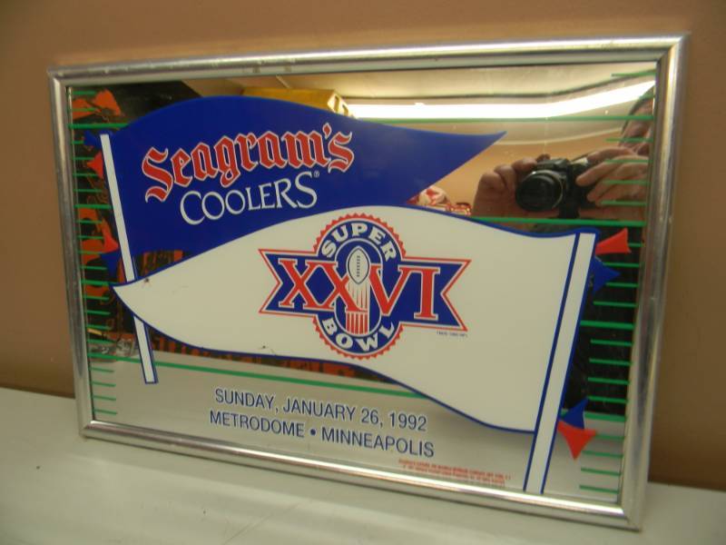 lot 53 image: RARE SEAGRAMS COOLER SUPER BOWL SUNDAY, JANUARY 26TH 1992 METRODOME  MINNEAPOLIS - VERY COOL - APPROX 19 BY 13 - SEE PICTURES