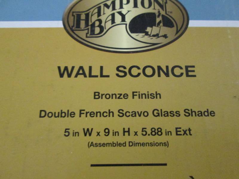 Hampton Bay 1-Light Bronze Sconce w...