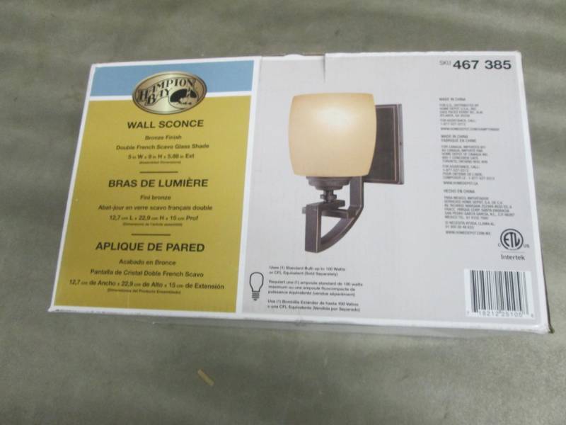 Hampton Bay 1 Light Wall Sconce Ret...