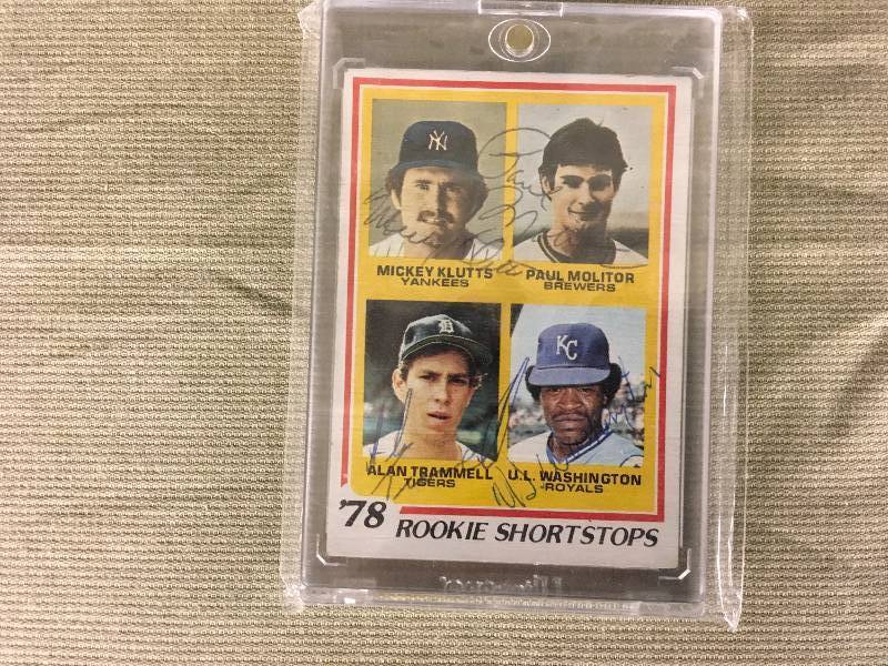 lot 365 image: AUTOGRAPHED Paul MolitorAlan Trammell Rookie Card - RARE