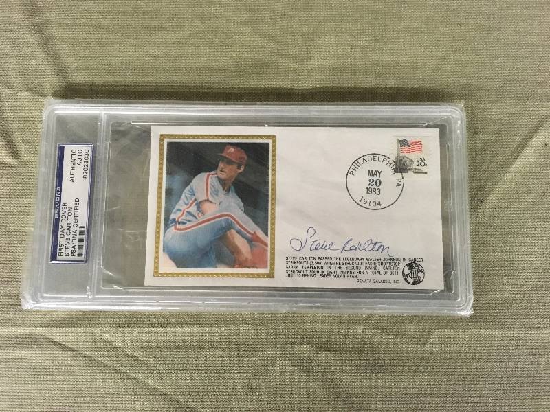lot 380 image: Autographed Steve Carlton First Day Cover PSADNA Certified Auto