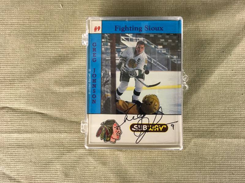 lot 395 image: Subway Fighting Sioux Card Set Plus Extra- Greg Johnson Autographed Card