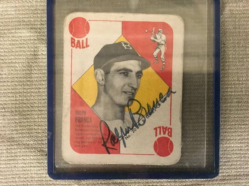 lot 412 image: Autographed 1951 Topps Blue Back Ralph Branca Card