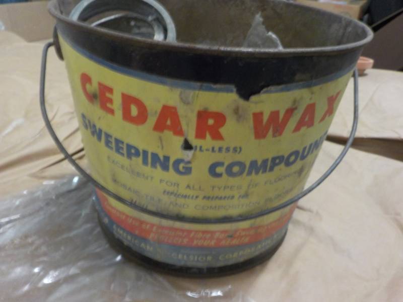 Cedar Wax Pail of Galvanized Lids...