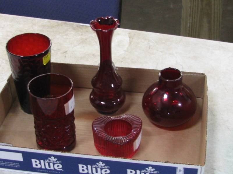 lot 13 image: Ruby Red Glassware