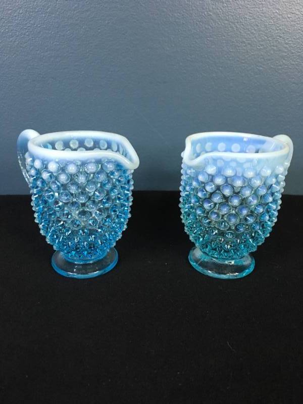 lot 46 image: Fenton Blue Opalescent Hobnail