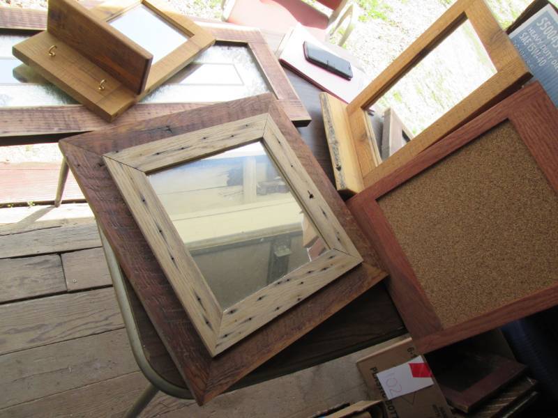 lot 103 image: Barnwood shelves and mirrors...