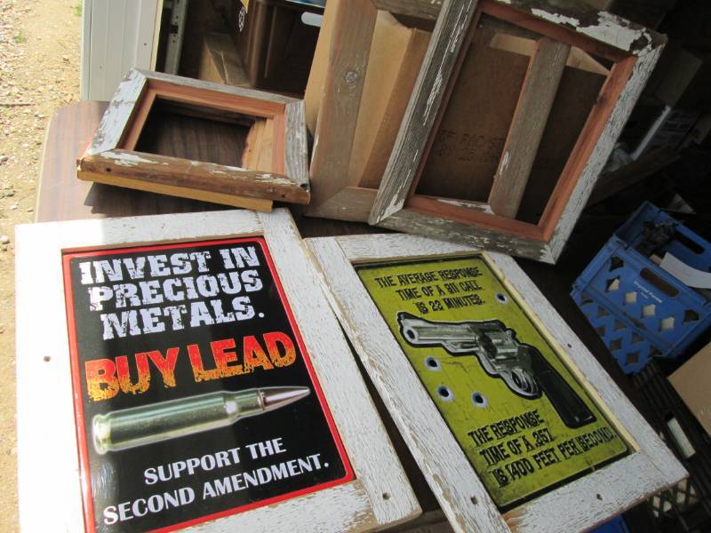 lot 105 image: Barnwood, 2nd ammendment signs...