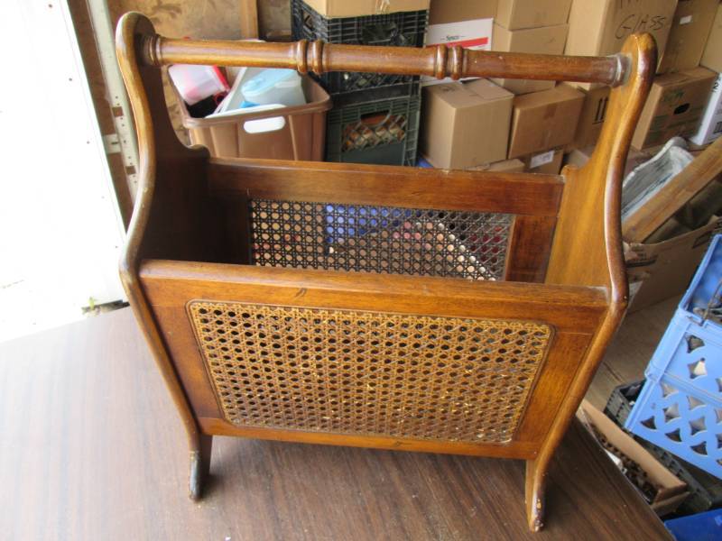 lot 112 image: Vintage wooden magazine rack...