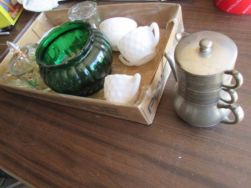 lot 8 image: Stackable pewter tea- cream and sug...