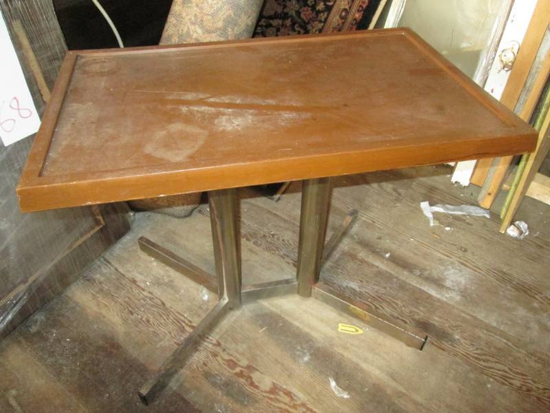 lot 73 image: Metal and wood table...