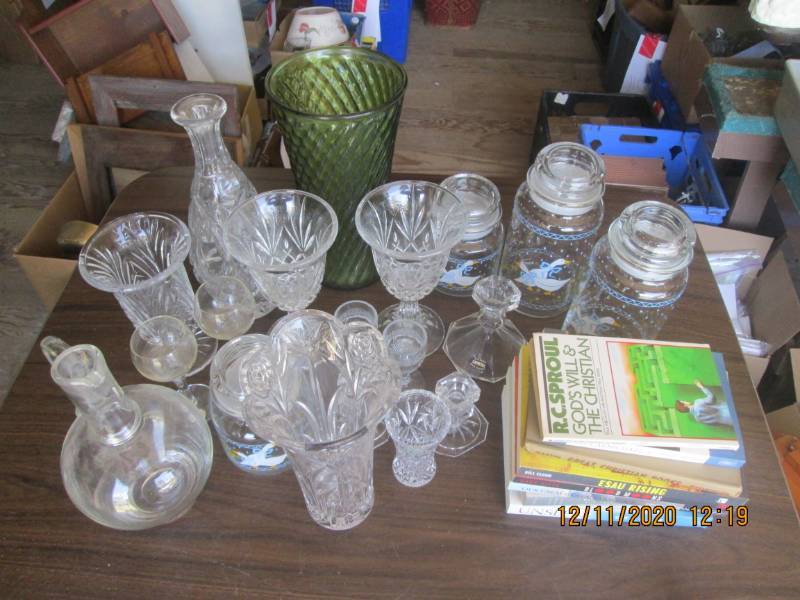 lot 184 image: Books, candle holders and canisters...